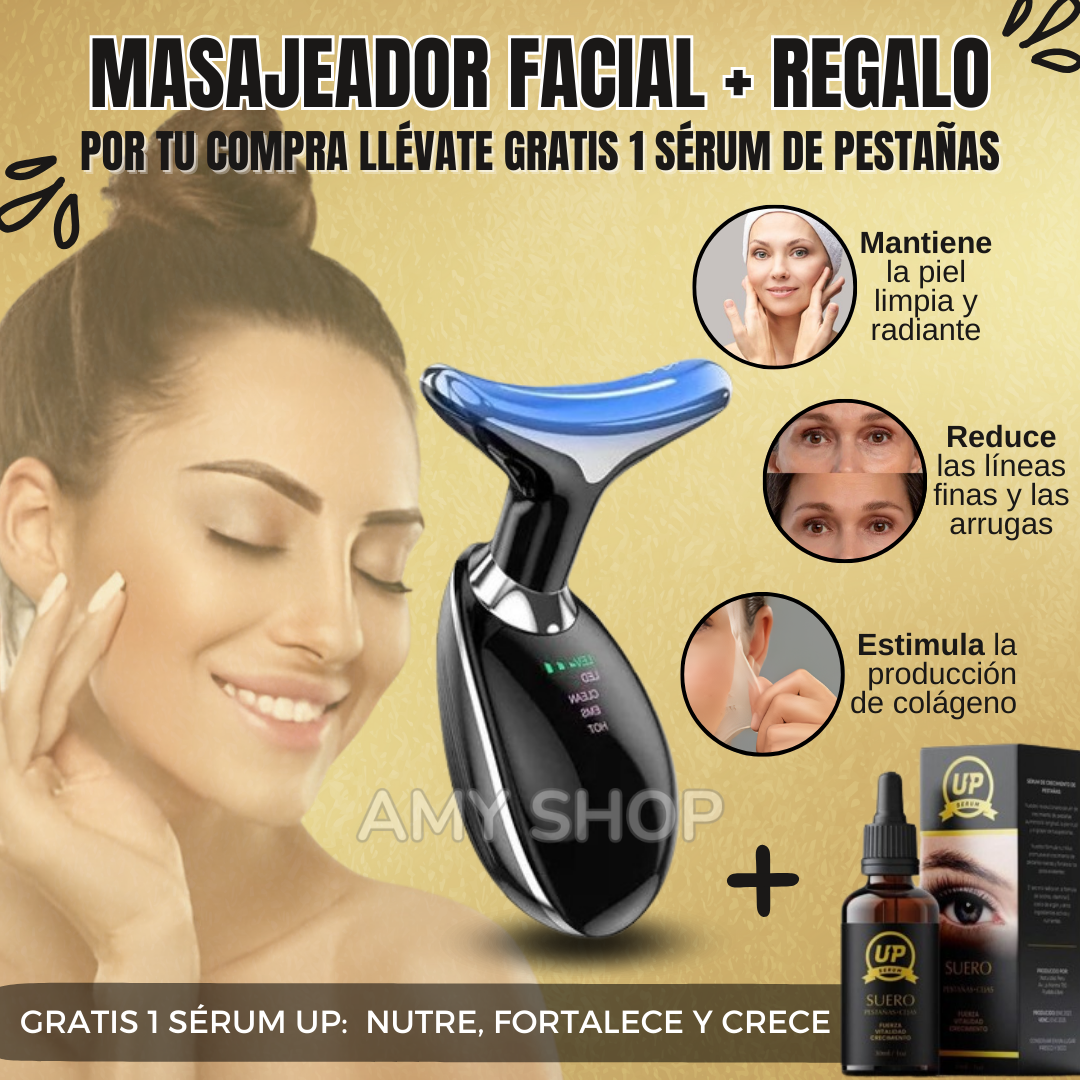 MASAJEADOR FACIAL LED + REGALO 1 SÉRUM DE PESTAÑAS